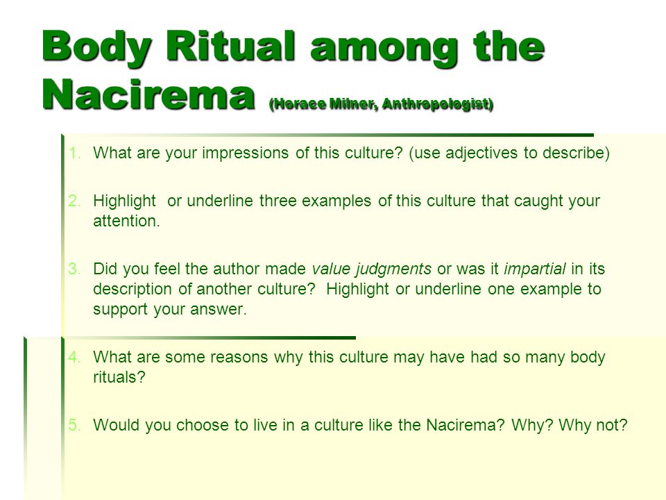 Horace Miner's Body Ritual among the Nacirema - Essay Example